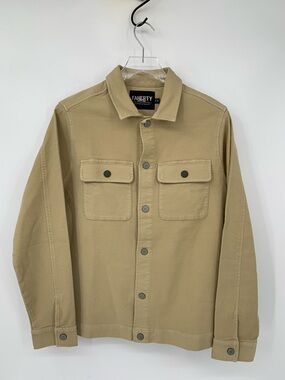 Faherty Twill shirt jacket tan Shacket snap patch pockets Chore men new Medium